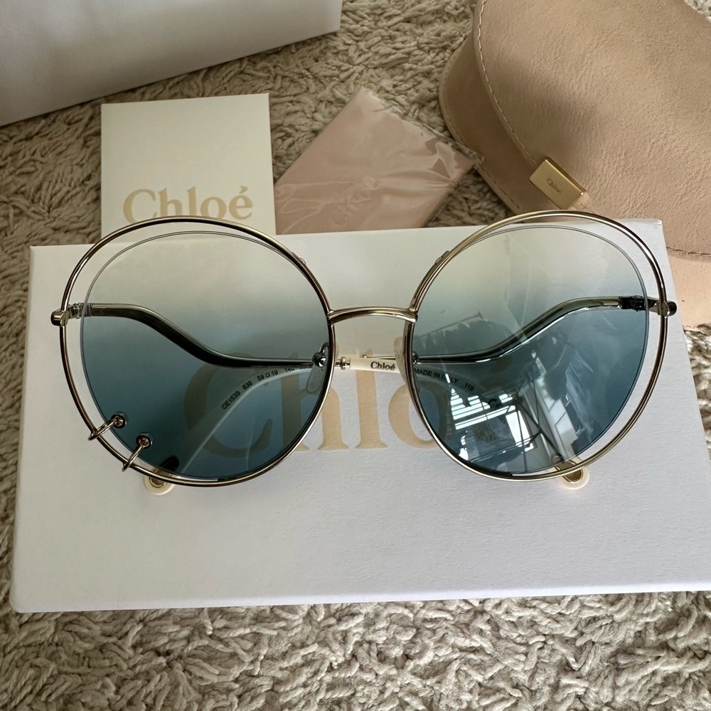 Chloe Women's Gold Round Sunglasses CE153S-838